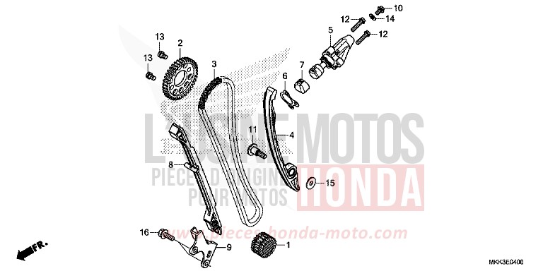 NOCKENWELLENKETTE/SPANNVORRICHTUNG von Africa Twin CANDY CHROMOSPHERE RED (R381) von 2018